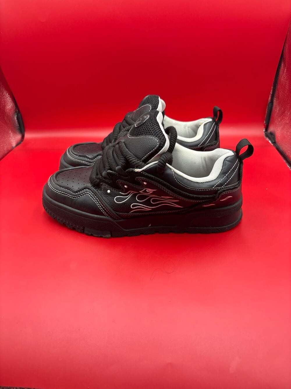 Heroz Midnight Low Black Flame Chunky Skate Sneakers